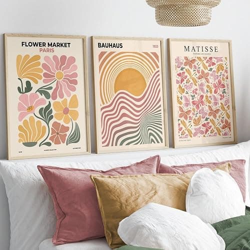Générique Lot de 3 affiches esthétiques, toile aquarelle esthétique à fleurs roses, peinture murale botanique abstraite, impressions d'art pour salon, chambre et bureau (40 x 50 cm) thumbnail 2