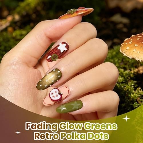 Beetles Fall Gel Nail Polish Set, 6 Burgundy Brown Olive Mustard Orange | 6 Warm Autumn Shades, Cat Eye Solid Color Gel Polish for Soak Off UV Led Manicures thumbnail 5