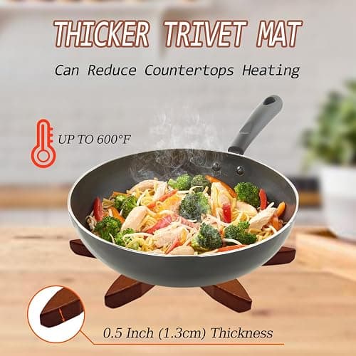 Wooden Trivets for Hot Dishes, Tree Shape Trivet Set, 4 Wooden Trivets + 1 Stand, Stackable Christmas Tree Design, Natural Foldable Kitchen Wooden Trivet, for Pans, Pot, Bowl, Teapot, Hot Pot Holder thumbnail 3