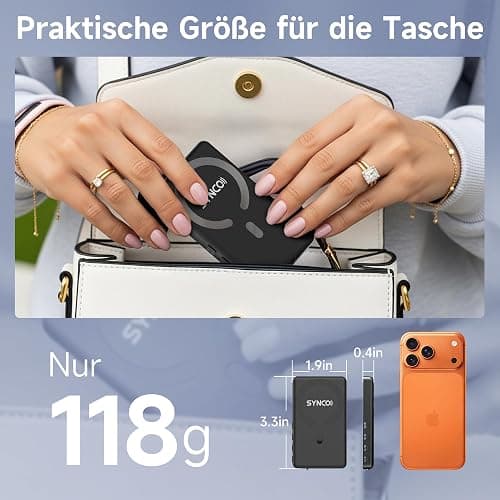 SYNCO XView Handy Selfie Monitor, Magnetischer Smartphone Vlog Bildschirm für iPhone & Android Rückkamera Kabellos 50M 3H Akku, mit Lautsprecher für TikTok YouTube Livestream (Schwarz) thumbnail 8