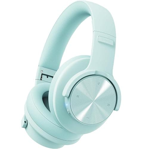Picun B8 Bluetooth Headphones Over Ear, 120H Playtime Wireless Headphones with 3 EQ Modes Low Latency, Hands-Free Calls, Deep Bass Headphones for Travel Home Office Cellphone PC (Cyan) - Cyan - Image 1
