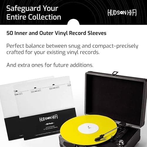 Hudson Hi-Fi 50x Inner & 50x Outer Protective Sleeves for Vinyl & Records Cover Art - Blocks Scratches, Static, Dust, Damage - Acid-Free, Smooth Slide - Fits Single Double Gatefold LP Sleeve thumbnail 7