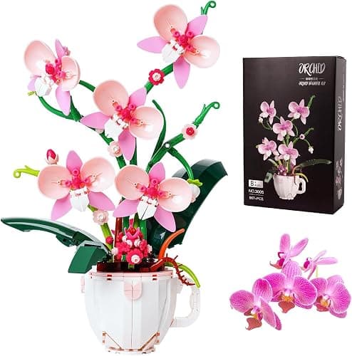Pink Orchid Flower Building Set,Compatible with Lego Botanical Decor 567PCS | Elegant Plant floral decor and gift for women,moms and flower lovers on Valentine's Day,Mother's Day,birthdays and Christmas. - Image 1