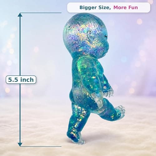 Baby Squishy Oversized Glossy Sparkling Soft Rubber Stress Relief Toy Blue | Teenagers Adults Party Gift Soft Toy to Relieve Anxiety Cute Malt Sugar thumbnail 2
