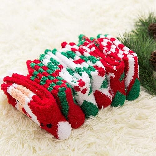 Gellwhu Christmas Fuzzy Socks for Women Girls Gifts Cute Fun Cozy Fluffy Winter Warm Slipper Xmas Holiday Socks thumbnail 2