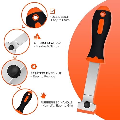 DEKEones Razor Blade Scraper, Long Handled Scraper Tool with 10 Extra Replacement Blades, Razor Scraper Remover for Cleaning Sticker, Paint, Caulk from Window, Car, Glass, Windshield, Stove thumbnail 4