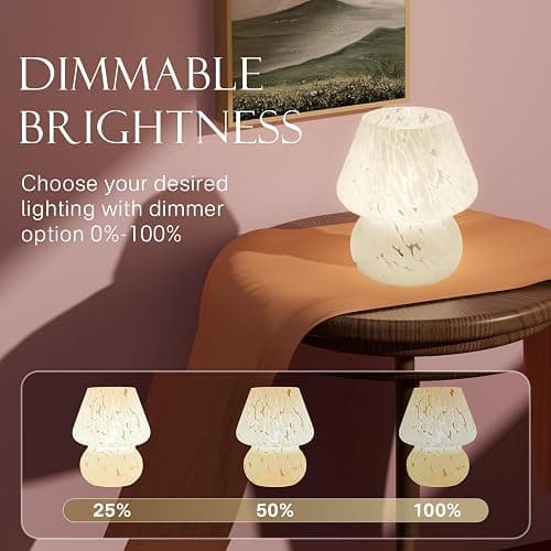 Dawnwake Mushroom Lamp Small Lamp, Table Bedside Nightstand Lamp for Bedroom (White-B) thumbnail 3