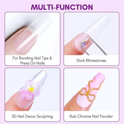 Makartt Solid Nail Glue Gel: Super Strong Nail Glue for Press On & Acrylic Nails, 3D Gel Nails Art Design, Long Lasting Clear Adhesive 15ML, UV Lamp Cured, Ideal for Home Salon DIY Use thumbnail 8