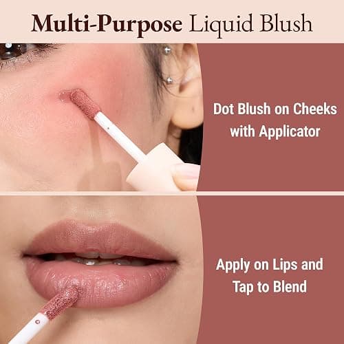Exmiloo Liquid Blush for Cheeks, Lightweight Liquid Blush for a Natural Look, Buildable & Smooth Sheer Dewy Finish, Vegan & Cruelty-Free, Dewy Hope thumbnail 6