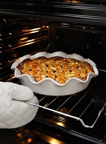 LE TAUCI Ceramic Pie Pans for Baking, 11 Inches Deep Dish Pie Plate for Apple Pie, Pot Pie, 48 Ounce Baking Dish with Ruffled Edge, Set of 2, White thumbnail 7