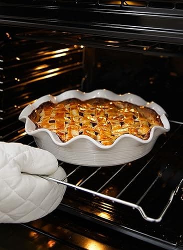 LE TAUCI Ceramic Pie Pans for Baking, 11 Inches Deep Dish Pie Plate for Apple Pie, Pot Pie, 48 Ounce Baking Dish with Ruffled Edge, Set of 2, White thumbnail 8