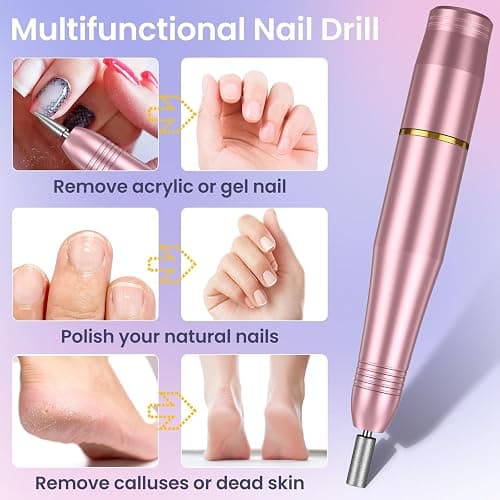 Electric Nail File, Professional Nail Drill Machine 20000RPM Adjustable Speed Manicure Pedicure Set, Low Vibration E File Electric Nail Drill for Gel Acrylic Nails for Beginner Girl Women Mum thumbnail 4