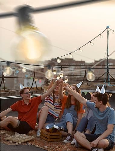 SUNSGNE G40 LED Globe Outdoor String Lights Waterproof Shatterproof, 25FT Outdoor Globe Lights with 25 LED Plastic Clear Light for Café Bistro Porch Pergola Tents Balcony Decor, Black Wire thumbnail 7