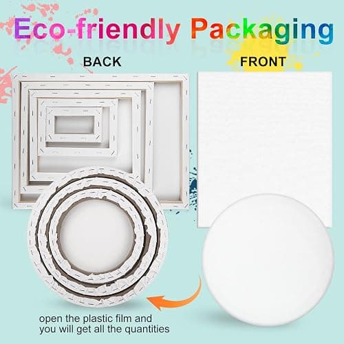 21 Packs Stretched Canvases for Painting, MultiSize 12x16, 10x12, 8x10, 5x7, 3x5, Round Canvas with 8x8,10x10,12x12, Primed Blank Canvas for Oil, Acrylic Paint,for Beginner, Artist. thumbnail 2