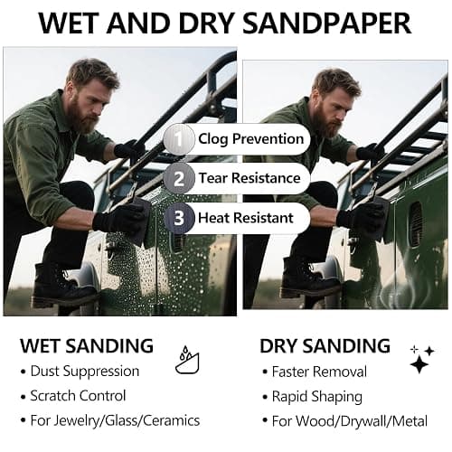 Sandpaper 800 Grit, Wet Dry Sanding Sheets 9 x 3.6 Inch for Wood Furniture Finishing, Metal Sanding and Automotive Polishing,21 Sheets thumbnail 3
