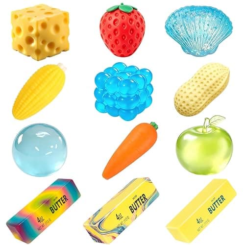 4 Pcs Squishy Fun Box, Mystery Packs Sensory Toys | Random 4 of 12 Colors, Birthday Gifts & Desk Toys - Image 1