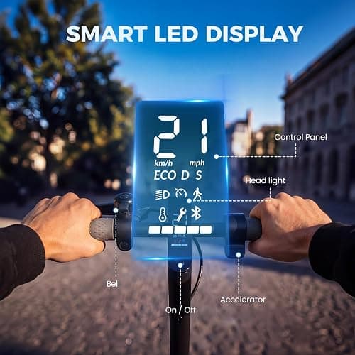Oslich Electric Scooter Adults, 1000W/500W Motor, 28/21 Miles Max Range, 10''/8.5" Tires All Terrain, 25/21 MPH Top Speed, Lightweight Commuting E Scooter, Foldable for Adults Teens thumbnail 5