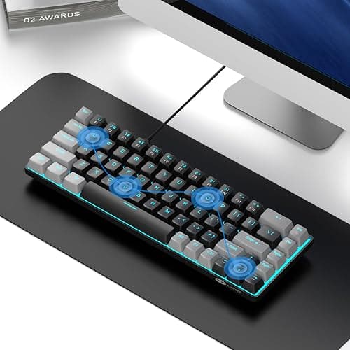 MageGee Portable 60% Mechanical Gaming Keyboard, MK-Box LED Backlit Compact 68 Keys Mini Wired Office Keyboard with Red Switch for Windows Laptop PC Mac - Black/Grey thumbnail 6