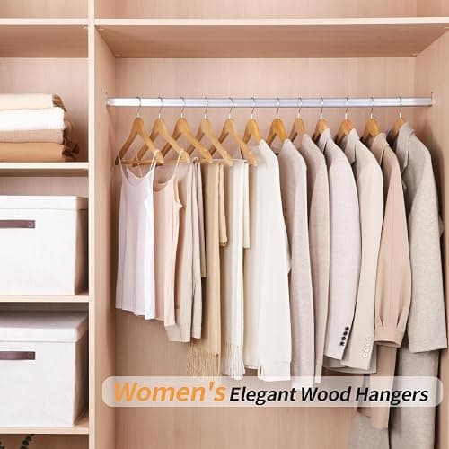 Amazon Basics Wood Suit Clothes Hangers for Closet Organizer, Natural, 20-Pack thumbnail 5