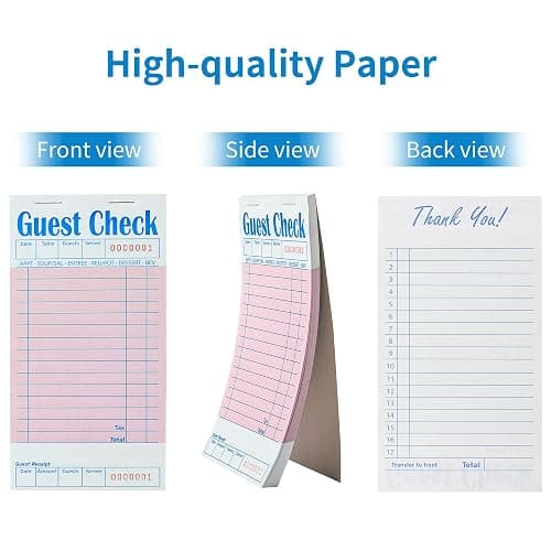 ZPARIK 6 Pack Pink Guest Checks Books for Servers Server Note Pads, Waiter Checkbook, Waitress Notepad for Restaurants, Paper Checks 50 Sheets/Pack, 300 Total Tickets thumbnail 3