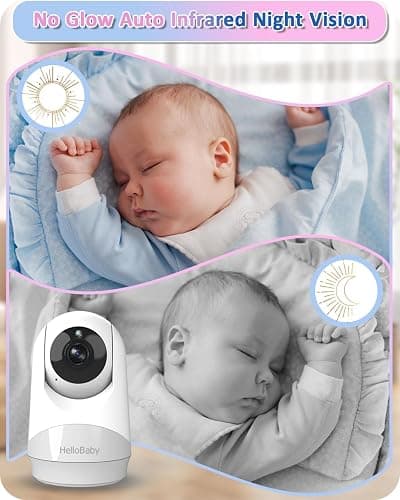 HelloBaby Baby Monitor,29-Hour Battery Life,Upgrade Baby Monitor with Camera and Night Vision,No Wifi,355°/120° Remote Pan Tilt Camera 2x Zoom, ECO Mode,2-way talk,Up to 1000ft,Temperature - HB6240 thumbnail 7