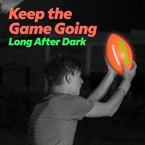 GlowCity Glow in The Dark Football - Size 3/6 Light Up Ball Gifts for Kids, Teens & Adults - Bright Football for Night Outdoor Games - Sports Birthday Gift Ideas for Boys Ages 6 7 8 9 10 11 12 13 14 thumbnail 6