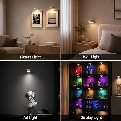 EZVALO Picture Lights for Wall, 2000mAh Rechargeable Battery Magnetic Poster Lights with 3 Color Temps & 12 RGB, Remote Dimmable Timer Painting Light, Wall Decor Light for Art Display, Frame (3 Pack) thumbnail 3