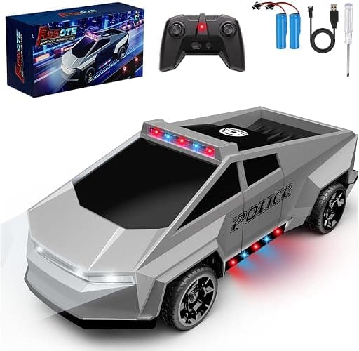 Zappido RC Remote Control Car Cybertruck Toy, Police Car Toy 2.4GHz, LED Lights, 2 Rechargeable Batteries, Ideal Gift for Boys Girls Ages 3+ Years - Image 1