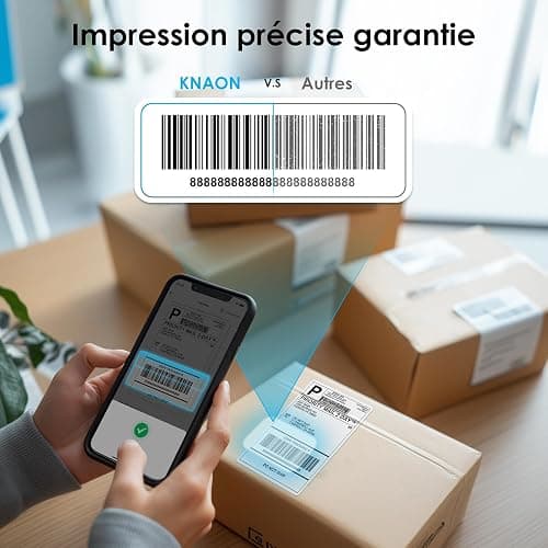 KNAON Imprimante d'étiquettes Bluetooth DHL 4 x 6 - Imprimante d'étiquettes d'expédition - Imprimante thermique pour Etsy, Shopify, Amazon - Noir thumbnail 7