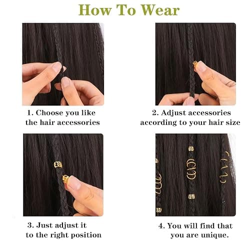 Tuefuzy 110 Pcs Gold Hair Jewelry for Braids and Dreadlocks - Metal Rings, Cuffs, Clips Accessory Decorations - Golden Yellow thumbnail 7