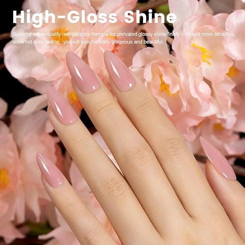 RARJSM Nude Gel Nail Polish Gray Mauve Pink Neutral Skin Tone Sheer Jelly Gel Polish 1PC 15ml Single Bottle Cream Transparent Pink Nail Gel Polish Soak off UV LED Cured for Home Salon DIY Manicure thumbnail 2
