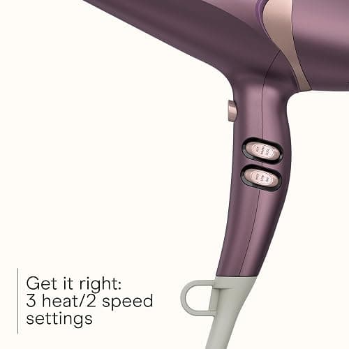 Infiniti PRO CONAIR Style & Shine Hair Dryer with Diffuser and Concentrator, 1875W Style & Shine Blow Dryer with Tourmaline and Ionic Conditioning to Fight Frizz, 3 Heat & 2 Speed Settings, Purple thumbnail 3