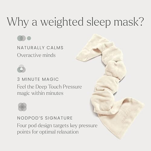 nodpod Patented Gentle Pressure Sleep Mask, Weighted Eye Mask | Patented Light Blocking Design for Sleeping, Travel & Relaxation, Bead Filled, Machine Washable, BPA-Free, Bone thumbnail 3