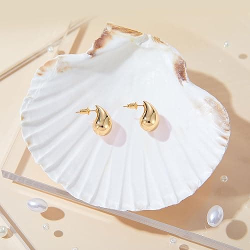 Gacimy Teardrop Earrings Dupes for Women 14K Gold Plated, Chunky Drop Earrings for Women with 925 Sterling Silver Post thumbnail 3