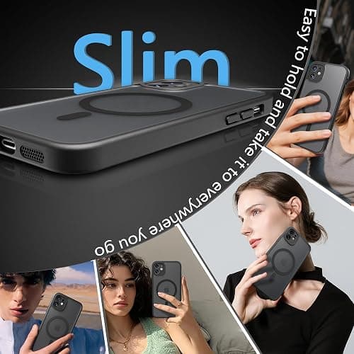EUMADOVE for iPhone 11 Case [Compatible with Magsafe] Translucent Matte Phone Cover, [10 FT Military Grade Drop Protection] Slim Durable Shockproof Protective Bumper (Black Magnetic, iPhone 11) thumbnail 9