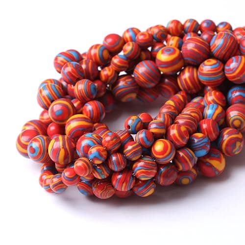 45PCS 8MM Beads Red Malachite Beads Round Loose Beads Natural Gem Beads for Jewelry Making 15" thumbnail 4