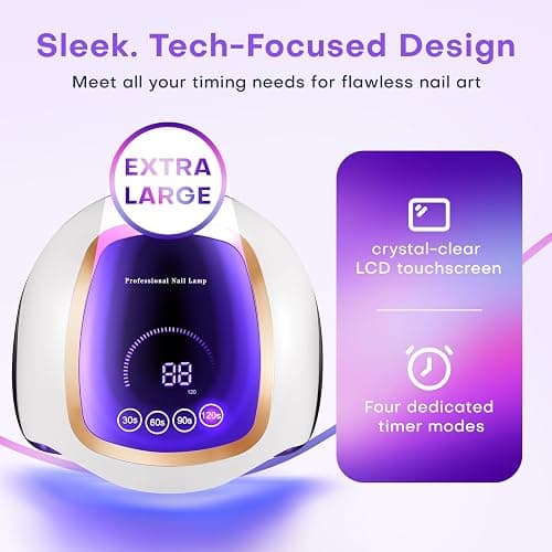 UV LED Nail Lamp, Gugusure Upgrade 180W Nail Dryer for Gel Polish with LCD Display, Auto Sensor and 4 Timer Settings, Professional Curing Lamp Light with 42 Beads for Salon and Home thumbnail 2