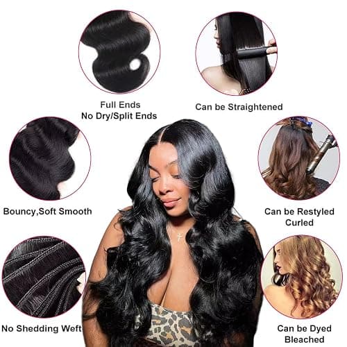 12A Human Hair Bundles Body Wave Bundles Human Hair 18 20 22 Inch 100% Unprocessed Brazilian Virgin Hair Body Wave 3 Bundles Deals Real Human Hair Extensions For Black Women Natural Black thumbnail 7