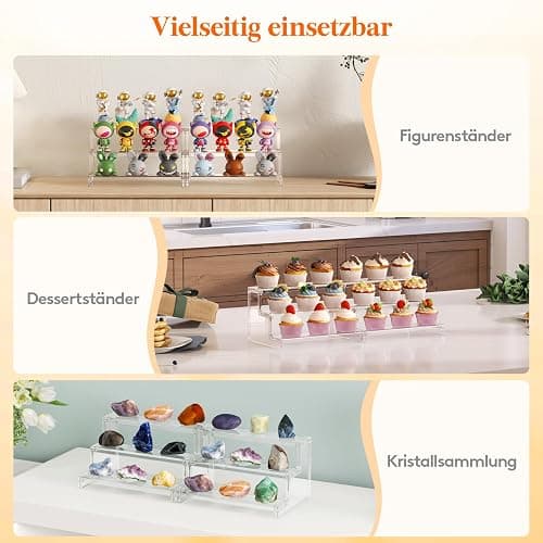 Lifewit 3-stufiger Klarer Display Ständer, 22,8 x 15,7 x 13 cm Kunststoff Schminktisch Organizer, Gestufter Präsentationsstand für Make-up/Figuren/Cupcake/Nagellack, Dekorieren Riser Display Regal thumbnail 4