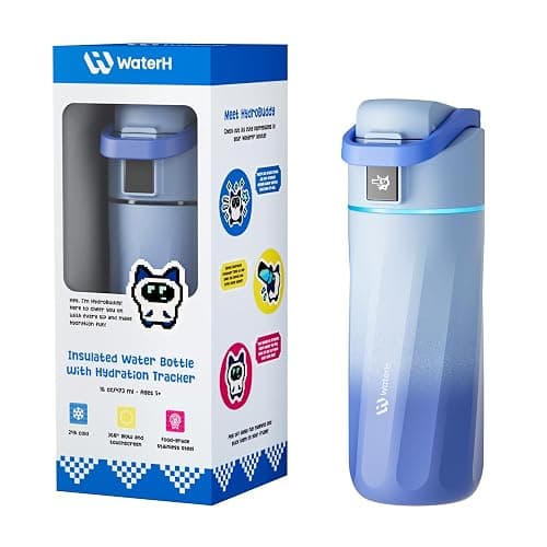WATERH BOOST Kids Smart Water Bottle with Reminder & Tracker, 16oz | BPA-Free, Vacuum Insulated Stainless Steel, 24H Cold & 12H Hot, DIY Fridge Magnets, Rubber Base, Ideal for Travel & Camping - Image 1