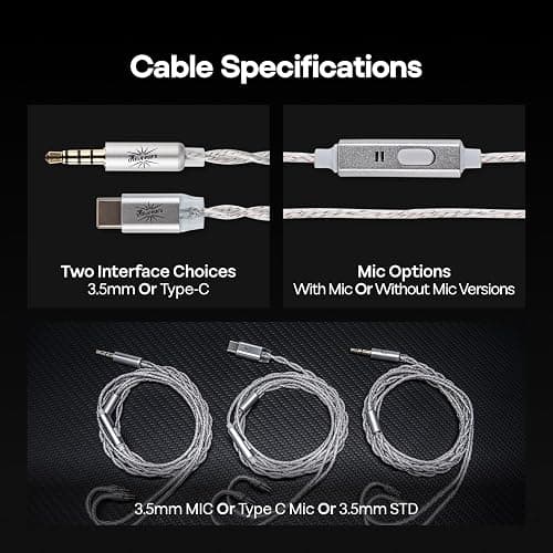 Linsoul Kiwi Ears Belle 10mm DLC Dynamic Driver in-Ear Monitor, HiFi Wired Earbuds with Dual Silver-Plated Cables, Professional IEM for Stage Performance/Gaming/Music Production (Without MIC, Silver) thumbnail 6