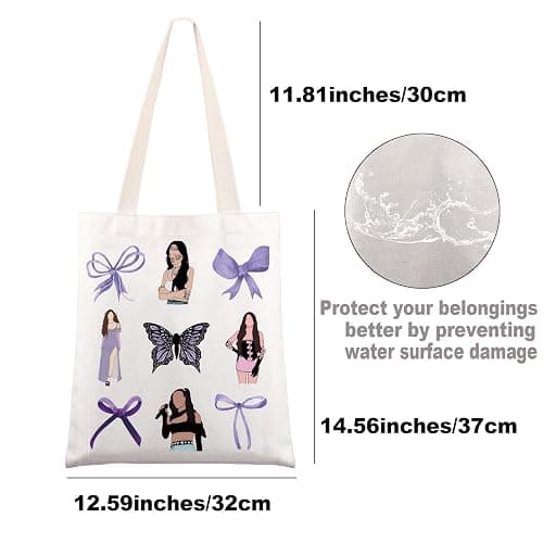 JNIAP Singer Inspired Tote Bag Album Fans Gifts Coquette Purple Bow Gift Singer Shoulder Bag Singer Merchandise thumbnail 3