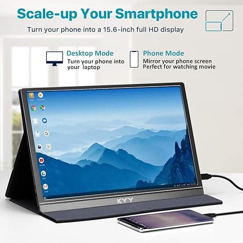 KYY Portable Monitor 15.6inch 1080P FHD USB-C, HDMI Computer Display HDR IPS Gaming Monitor w/Premium Smart Cover & Screen Protector, Speakers, for Laptop PC MAC Phone PS4 Xbox Switch thumbnail 7