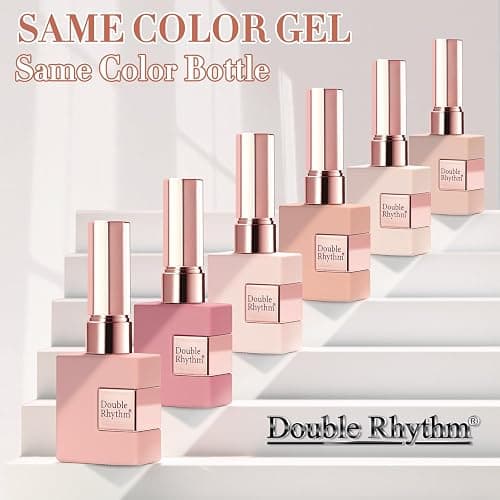 Double Rhythm 6 Pcs 15 ML Gel Polish Set Same Color Same Bottle Soak Off Gel Polish Kit Nail Art Manicure Salon DIY at Home for Women (Light Beige Nude Pink Neutral Rose-T6-4) thumbnail 6
