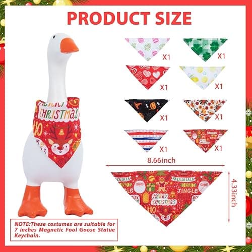 8Pcs Holiday Desk Goose Outfits 7 inch Desk Goose Bandana, Valentine's Day, All Seasons Magnetic Desk Goose Clothes Costume Triangle Scarves Neckerchief for Mini Goose Duck Statue Decor thumbnail 3