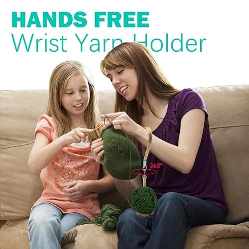 Wrist Yarn Holder, Portable Wrist Yarn Ball Minder Stand with Crossbody Strap Wooden Twizzling Yarn Organizer Storage Knitting Supplies Crocheting Gift for Craft Lover (Solid Wood) - Camel thumbnail 3