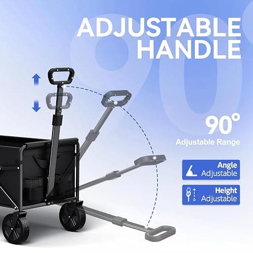 TANSTRIDER Collapsible Foldable Wagon, Folding Wagon with Wheel Heavy Duty with 180lbs Weight Capacity Lightweight Utility Camping Cart for Groceries Garden Beach Sports Fishing (Black) thumbnail 5