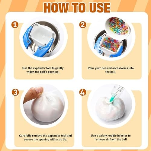 Tasdurian 12 Set DIY Making Kit, Macaron Color, Ocean | Milky Blank Stress Ball DIY Kit, Crunchy Stress Ball, Make Your Own Squeeze Kit Gift, 12 Skin Empty Squeeze Balls,Fill Bead thumbnail 5
