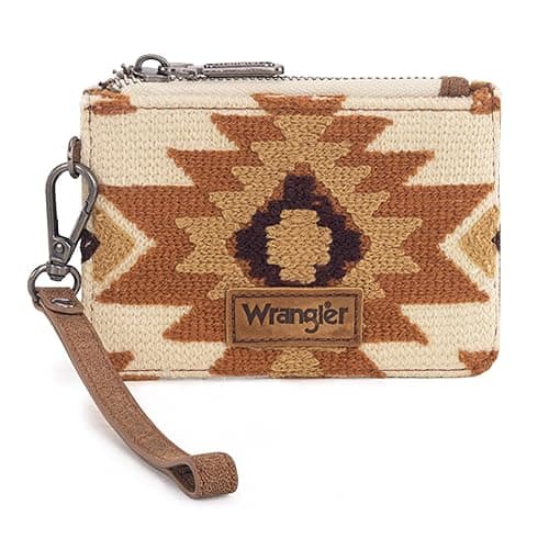 Wrangler Aztec Wallet Card Holder Small Keychain Wallets Women Slim Wristlet Wallets Card Cases & Money Organizers Ladies Female Coin Purse with ID Window - Image 1