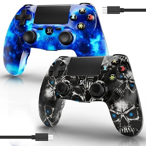 2 Pack Wireless Controller for PS4, Controller for Sony PlayStation 4, Double Shock 6-Axis Motion Sensor, Sensitive Touch Pad, Built-in Speaker & 3.5mm Headset Jack, Compatible with PS4/Pro/Slim - Image 1